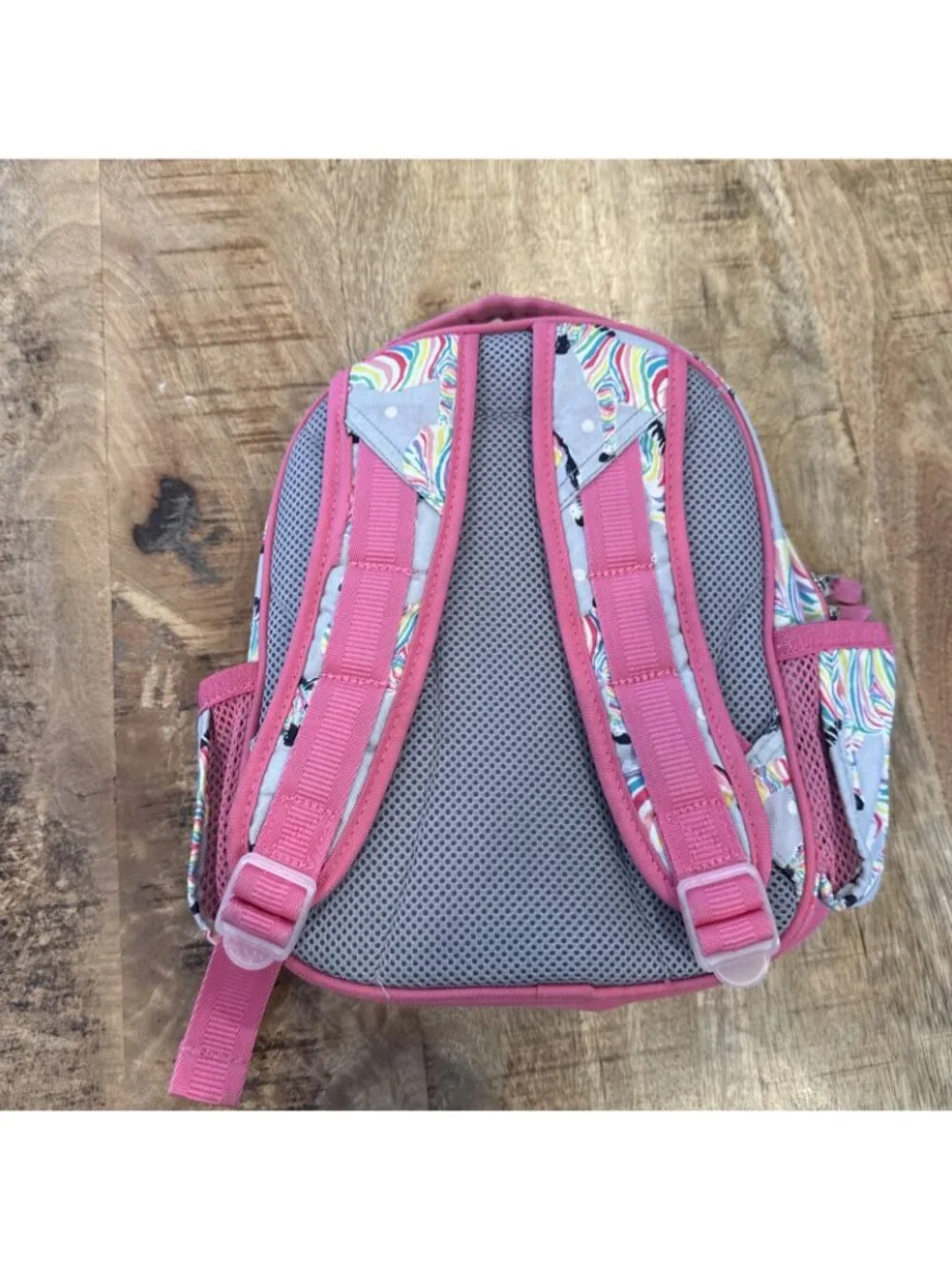 Pottery Barn Kids Mackenzie Mini Backpack Toddlers Gray Pink Zebra Rainbow